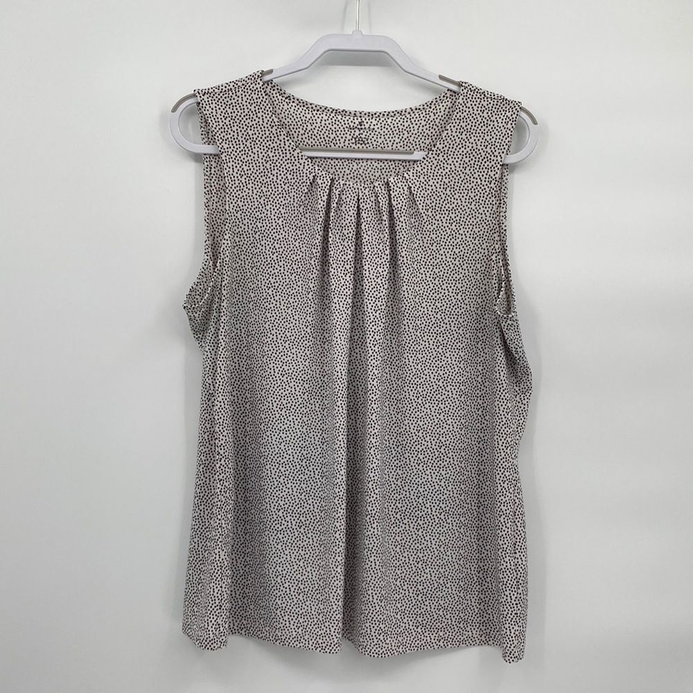 Worthington Womens Stretch Polka Dots Semi Pleated Sleeveless Tank Top White XL